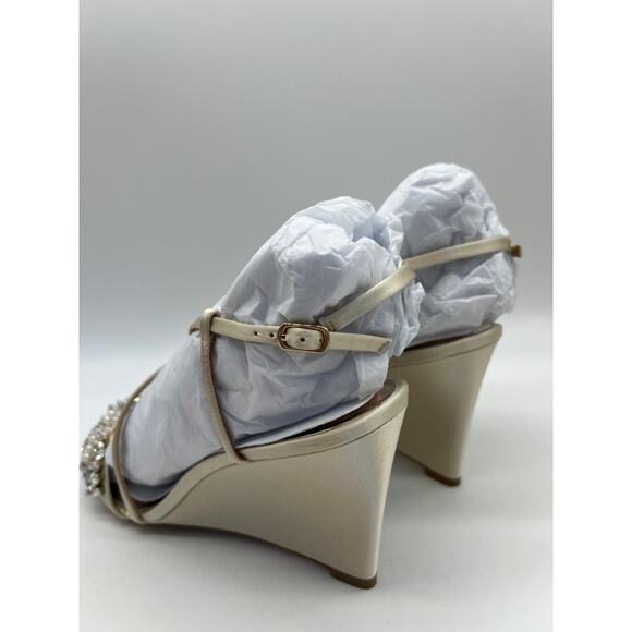 Badgley Mischka Women's Clarisa Embellished Wedge Sandal Ivory MP5243 Size 9.5 - Picture 9 of 12